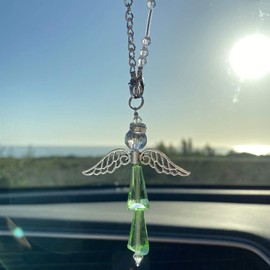 Crystalize Home Car Charms - Genuine Crystal K9 Hanging Ornament - Guardian Angel, Peridot, Elegant, Women