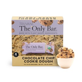 Truvani Plant Based Snack Bar | Chocolate Chip Cookie Dough 4 Pack | 5g Protein | USDA Organic and Vegan | The Only Bar | Dairy, Soy, and Gluten Free | Individually Wrapped