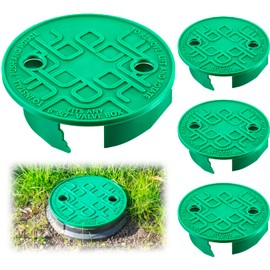 Glooglitter 4 Pcs Sprinkler Valve Round Box Lid Covers ID 5.4 Inch Od 6.5 Inch Universal Irrigation Valve Box Cover for Outdoor Lawn Yard Automatic Sprinkler Irrigation Control Water System (Green)