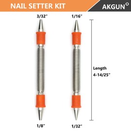2-Piece Dual Head Nail Setter Kit, Nail Setter Features 1/32-in, 1/16-in, 3/32-in, 1/8-in, Hammerless Nail Set Trim Pak for Wood