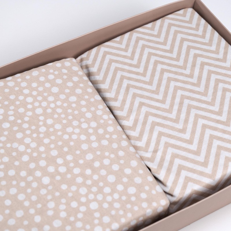 Mommybelly 2 Fitted Sheets Moses 80x40 + Mattress Protector, Beige
