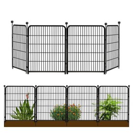 Getlay Garden Fencing 36 Inch High, 4 Panels Total 8.9 Ft(L) Dog Fence Outdoor for Yard, 4 One-Sided Plate, No Door, Anti Dig Fence Barrier, Dog Pen, Rabbit Fences, Garden Fences and Borders