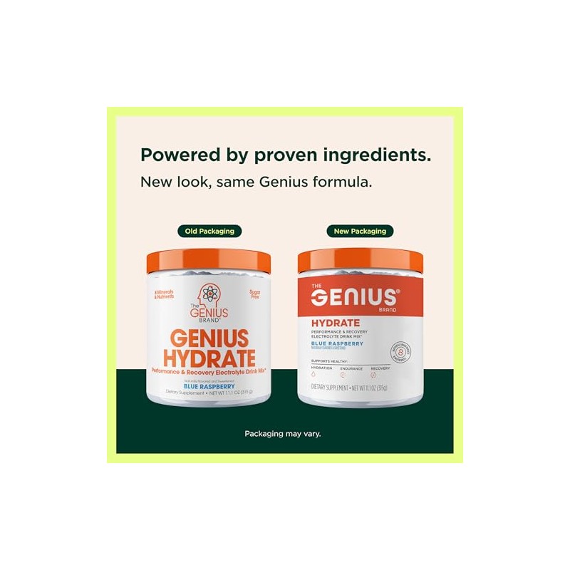 The Genius Brand Hydrate Powder Drink Mix Blue Raspberry Porciones