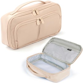 Pencil Case Large Capacity Pencil Pouch Pen Bag with Handle, Portable Pencil Case Pencil Bags with Zipper Student Pencil Cases Stationery Bag for Girls and Boys Teen Adults Women (Beige)