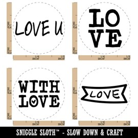 Love Text Banner Stacked Romance Valentine's Day Rubber Stamp Set for Stamping Crafting Planners - 1/2 Inch Mini