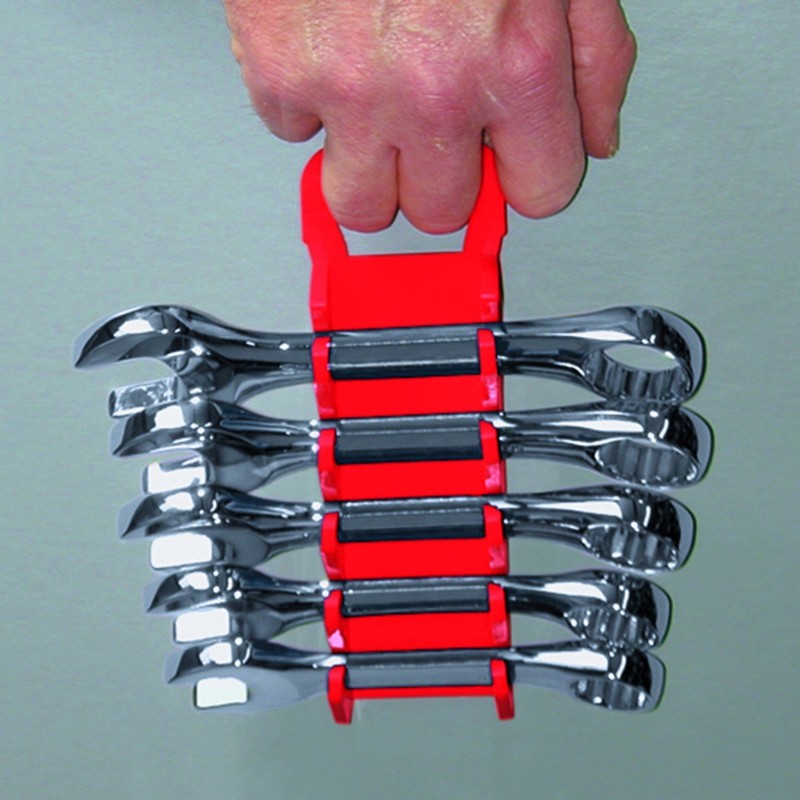Ernst Manufacturing 5076-Red Gripper Stubby Wrench Organizer, 11 Tool, Red