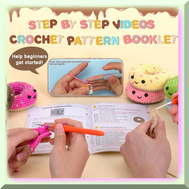 Zyvaire Crafty Donut Crochet Kit: Beginner's Starter Set with Step-by-Step