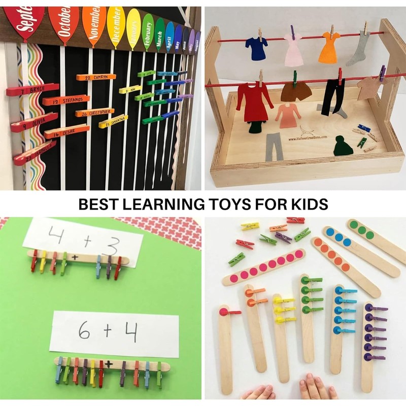 Natural Wooden Small Clips, 100 Pcs Mini Clothespins Clip, Small