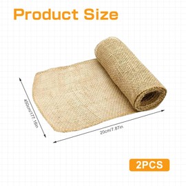 20 x 450 cm Tree Winter Protection Jute Wrap Strips, Pack of 2 Tree Winter Protection Wrap Strips, Jute Ribbon for Plants Frost Protection and Moisture, Shrub Plants Jute Fabric for Winter Protection