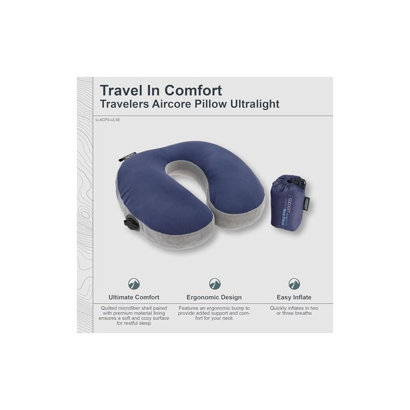 Cocoon Air Core Pillow Ultralight U-shaped Neck Support, Galaxy Blue/Grey
