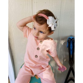 Toddler Baby Girls Clothes 12 Month Summer Jumpsuit Solid Baby Romper Short Sleeve One-Piece Outfit Bodysuit 12-18 Months