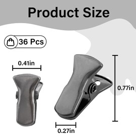 32 Pcak Mini Metal Alligator Clips for Crafts Non-Slip Silicone-Coated Clothes Pins DIY Badge Clips Small Spring Clamps (Black)