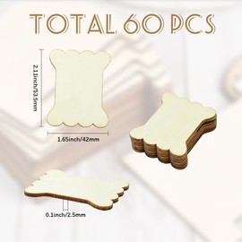 SUNNYCLUE 60Pcs 2.1 x 1.65 Inch Wooden Embroidery Thread Bobbins Floss Bobbins Organizer Unfinished Flat Bone Twine Reel Cornsilk Wood Cutouts Spools for Sewing Cross Stitch Thread Holder Storage Card