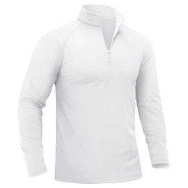 TACVASEN Mens Quarter Zip Pullover Men Sweatshirts 3/4 Zip Golf Pullover Men Long Sleeve Fleece Lined Running Shirts White L