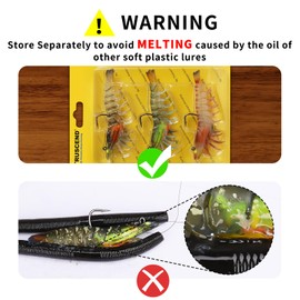 TRUSCEND Pre-Rigged Fishing Jigs, 1:50 Super Durable TPE Bass Fishing Lures, Well-Made Lifelike Soft Shrimp Swimbait, Weedless MarshSwamp Fishing Lure for Trout Crappie Walleye, Keep Separately!