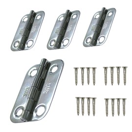 Fukui Kinzokukogei 6358-4 Thin Mouth Hinge, Stainless Steel, 1.2 inches (30 mm), 4 Holes, 4 Pieces, 16 Screws Included