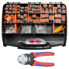 MUYI 371PCS DT Connector Kits, 2/3/4/6/8/12 Pin Connectors for 20 18 16 14AWG Cable Harness, Included Size 16 Solid Barrel Contacts, Wire Crimper, Wire Strippers and Pin Socket Removal Tool
