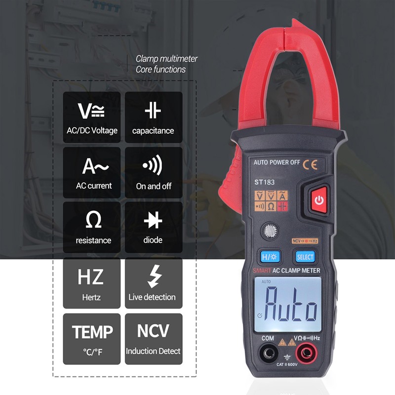 Digital Clamp Meter Multifunctional AC DC Voltmeter Smart Auto NCV