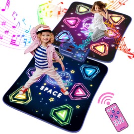 Dance Mat for Kids, 2 Players Light-up 12 Buttons Dance Mat for Toddlers 3-5, Dance Game Toy for Girls 5-7, 5 Games Mode & Bluetooth Dance Pad, Birthday Toys Gifts for 3 4 5 6 7 8 9 10+ Year Old Girls