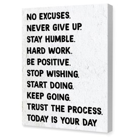 Inspirational Office Wall Decor,No Excuses Never Give up Canvas Wall Art,Workout Motivational Wall Art,Positive Quotes Wall Decor for Office Gym Living Room