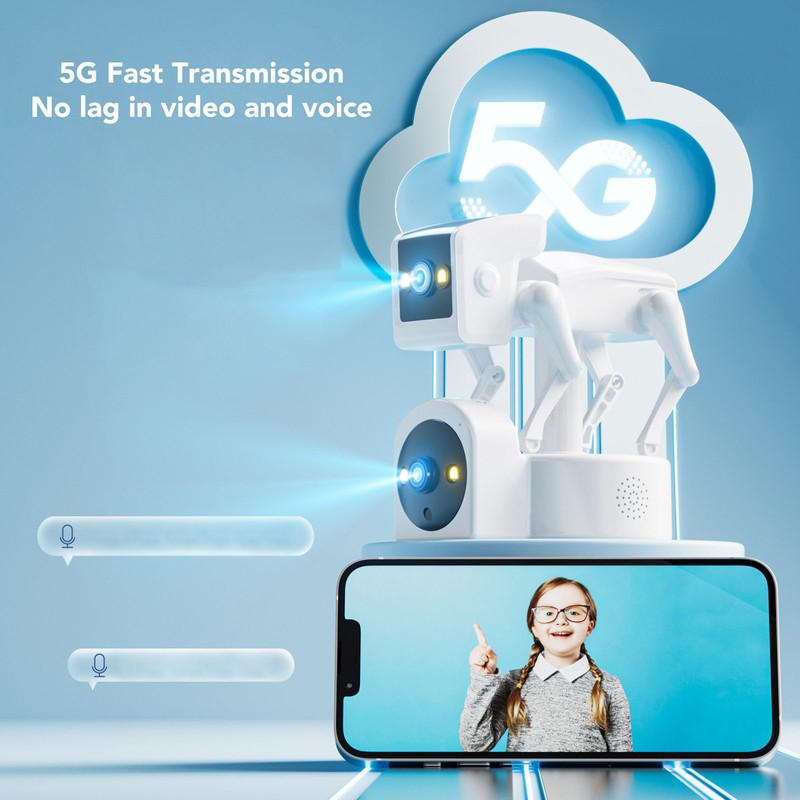 1080P Robot Dog Indoor Security Camera AI Detection 5G WIFI