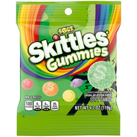 SKITTLES Gummies Sour Tart Gummy Candy, 4.2 Oz Bags (Pack of 12)