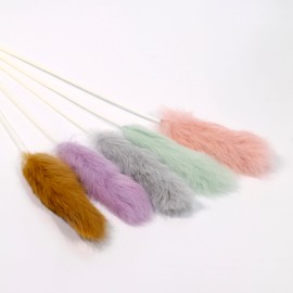 5-Piece Interactive Cat Teaser Set – 38cm Cat Wand with 13cm Fluffy Imitation Rabbit Fur in 5 Vibrant Colours for Indoor Cats Play & Enrichment