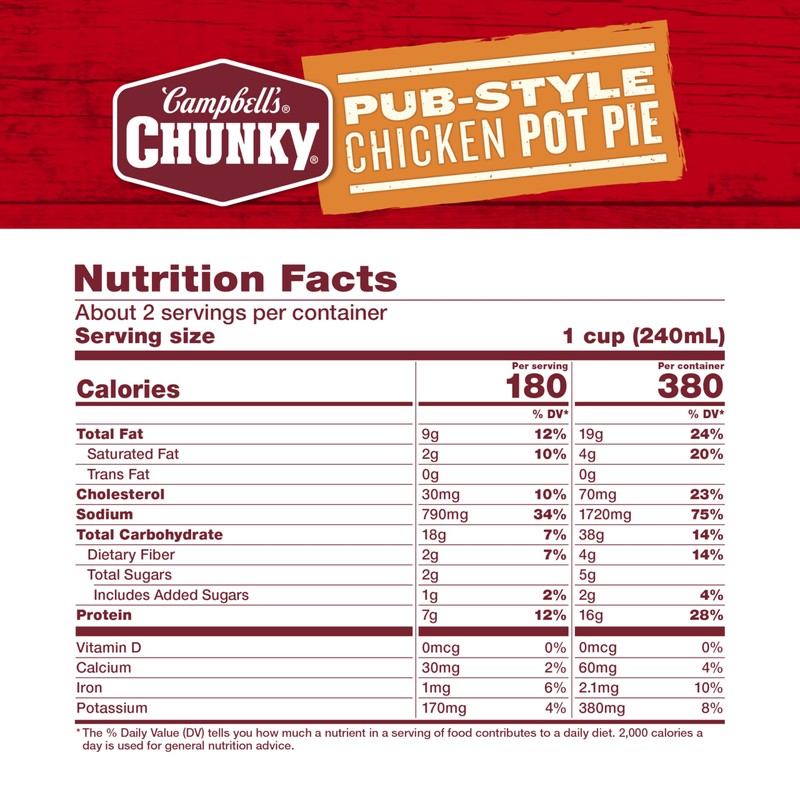 Campbell's Chunky Soup, Pub-Style Chicken Pot Pie Soup, 18.8 oz
