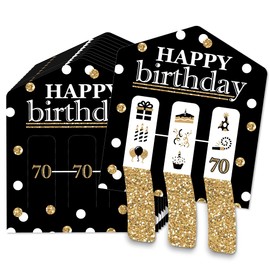 Big Dot of Happiness Adult 70th Birthday - Gold - Birthday Party Game Pickle Cards - Pull Tabs 3-in-a-Row - Set of 12