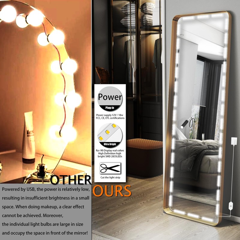Blikshin LED Vanity Mirror Lights, Hollywood Style Makeup Light, 14FT/6000K/Dimmable/12V