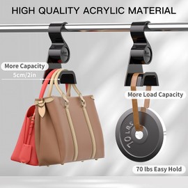 Famitree Premium Handbag Hanger Hooks Cabinet 6 Pieces - Acrylic Hooks for Bags Backpacks Bags Hanger Bag Hanger for Hanging Backpacks Scarf Belt and Tie (Black)