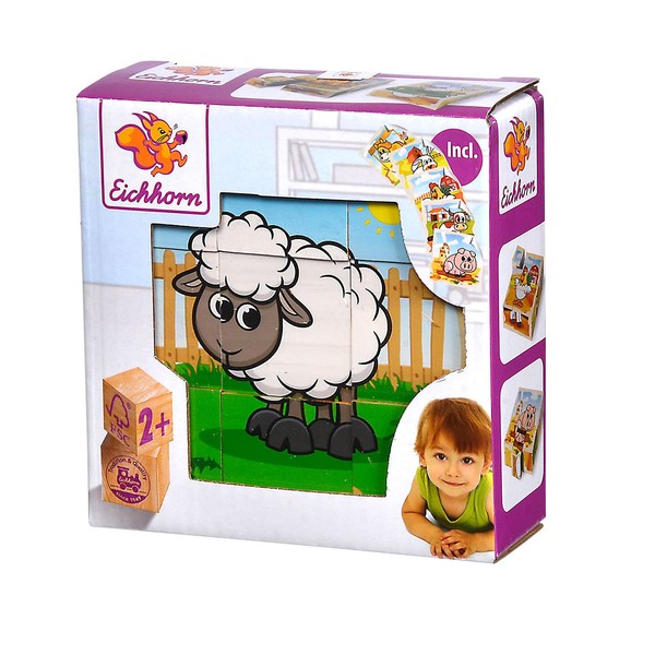 Eichhorn - Bilderwürfel Bauernhof, 9 Bausteine mit 6 Motiven, inkl.