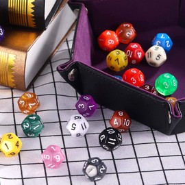 TecUnite 25 Pieces Polyhedral Dice Set with Black Pouch Compatible with DND RPG MTG and Other Table Games with Random Multi Colored Assortment (Assorted Color, 12 Sides)