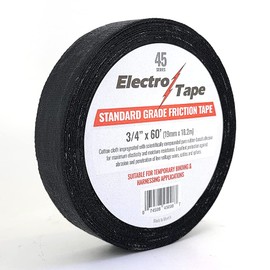 Electro Tape Friction Tape Standard Grade 45 Series - 3/4" x 60ft - High Grade Cloth Rubber Based Adhesive - 1 Roll