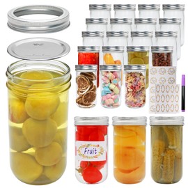 Mason Jars 12 oz, Glass Jars with Airtight Lid,Canning Jars with Regular Lids and Bands 24 PACK, Ideal for Jam, Honey, Wedding Favors, Shower Favors, DIY Spice Jars