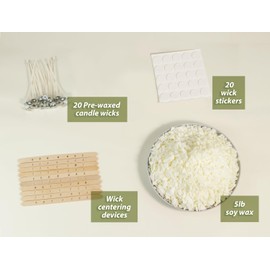 All Natural Soy Wax for Candle Making, 5lb Candle Wax with Candle Wicks, Wicks Stickers, Wicks Centering Devices, Candle Making Supplies Vegan Cruelty Free