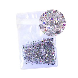 Housoutil 1440pcs Crystal Ab Round Nail Art Rhinestones Mixed Flat Backs for Crafts Jewelry Making and Nail Decorations Multicolored Effects Easy to Use