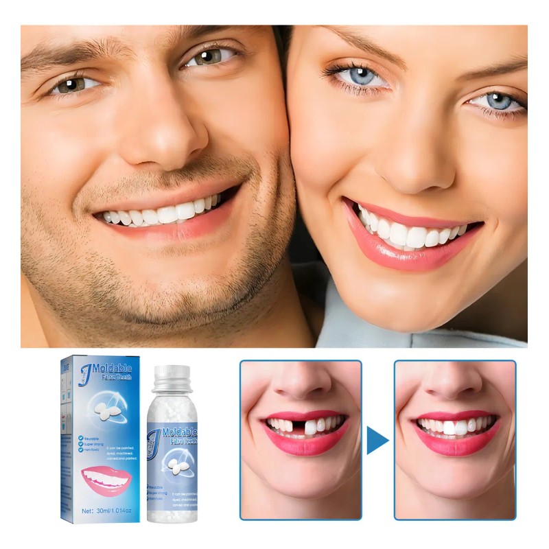 Kit Dientes Postizos Gránulos Moldeables Reparación Dental 30ml