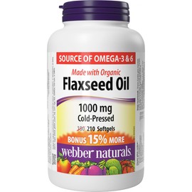 Webber Naturals Webber Naturals Flaxseed Oil 1000 mg, 210 Softgels, Plant Source Omega-3, For Heart, Brain and Cardiovascular Health