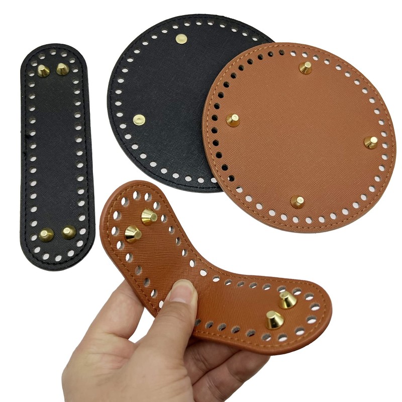 Yayatty 6 Pcs PU Leather Bag Bottom Oval Knitting Crochet