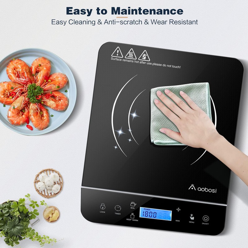 AAOBOSI Portable Induction Cooktop,1800W Induction Cooker with LCD Sensor Touch,
