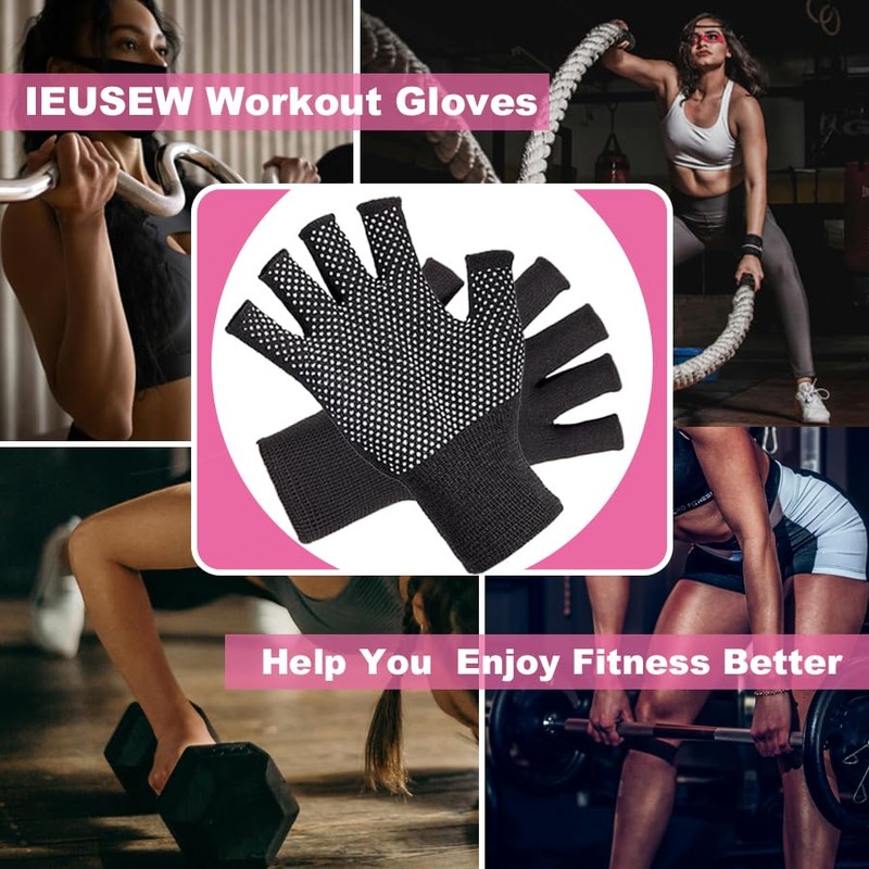 Ieusew 4 Pairs of Fingerless Gloves for Women, Soft and