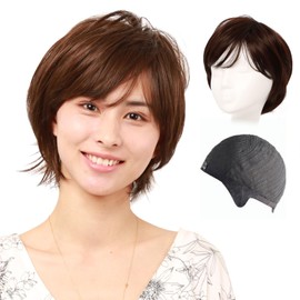 igennki Heat Resistant Synthetic Hair Wig Short Fashion Fluffy Wig for Asian Young Women IUH30S20 (Human hair mixed+Medical base, 3 Dark Brown)