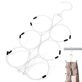 Luxshiny 1pcs Scarf Hanger Scarf Organizer with 12 Hooks Closet Hanging Organizer Foldable Scarfs Holder Multifunctional Purse Hanger for Closet Scarves Shawl Belt
