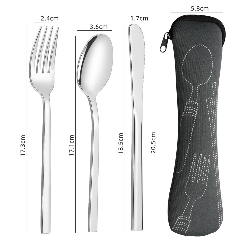 Hayixia 4 Set Stainless Steel Travel Silverware, 12 Pieces Camping