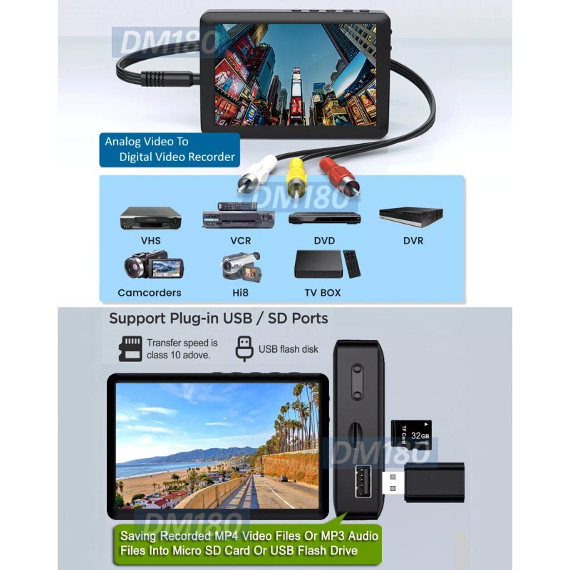 Unbranded Portable MPEG4 MP3 Video Audio Recorder Player RCA AV