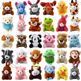 Celestia 30 Pack Mini Animal Plush Toy, Stuffed Animal Bulk for Kids, Small Animals Plush Keychain Decoration, Carnival Prizes, Party Bag Fillers for Kids, aster Egg Filler Party Bag Fillers