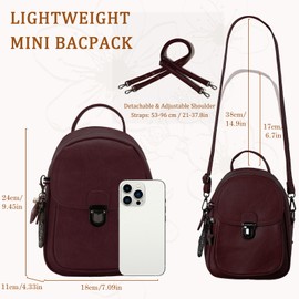 Kasqo Small Backpack Purse for Women,Anti-Theft Mini Backpack Fashion PU Leather Shoulder Bag 3 Ways Convertible Purse Cute Handbag Casual Daypack for Girls Red