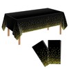 2Pcs Black Gold Dot Plastic Disposable Tablecloths, 137 x 274cm