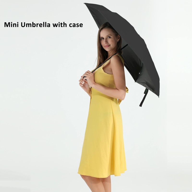 BAODINI Mini Travel Umbrella With Case Small Compact UV Umbrella